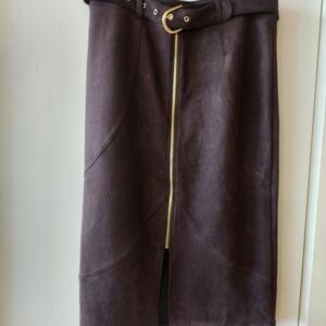 Marc New York Dark Brown Pencil Skirt with Gold Zipper